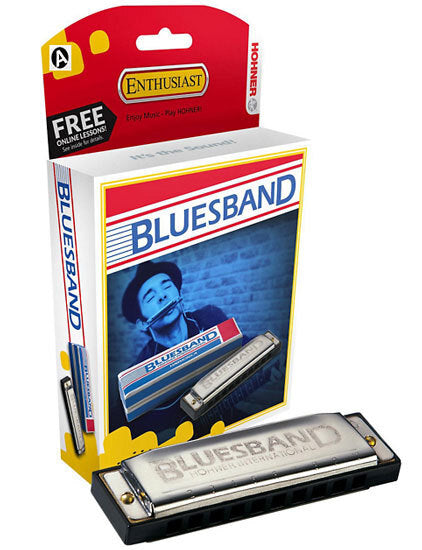 Hohner Blues Band Harmonica in Key of A with Plastic Comb and Brass Reed Plates