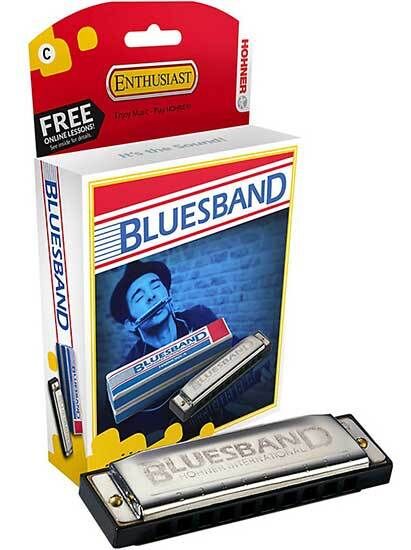 Hohner Blues Band Harmonica in Key of C - 10 Holes, Diatonic, Brass Reeds, ABS Comb, Stainless Steel Cover Plates, 3 Octaves, 10cm Length