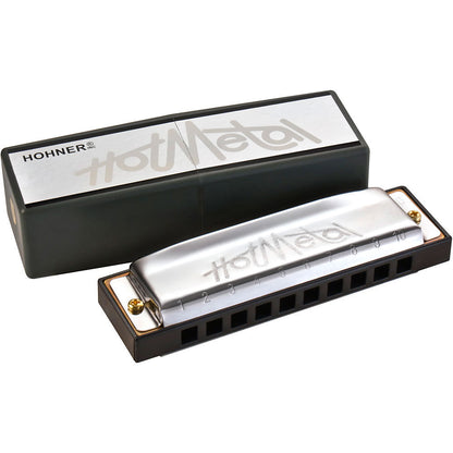 Hohner Enthusiast Series Hot Metal Harmonica - Key of E, Diatonic, 10 Holes, 3 Octaves, Brass Reeds, Durable ABS Comb, Stainless Steel Covers — view 3