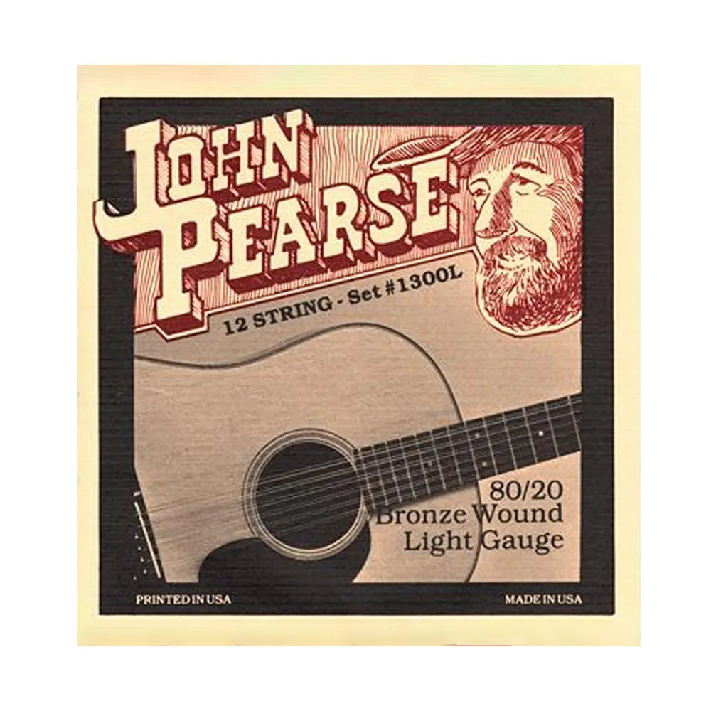 John Pearse 1300L 80/20 Bronze 12 String Acoustic Guitar Strings Set 10-47