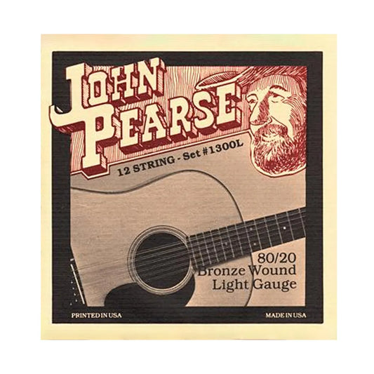 John Pearse 1300L 80/20 Bronze 12 String Acoustic Guitar Strings Set 10-47