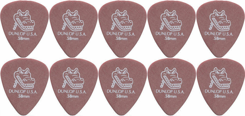 10 x Jim Dunlop Gator 0.58mm Maroon Guitar Picks / Plectrums NEW