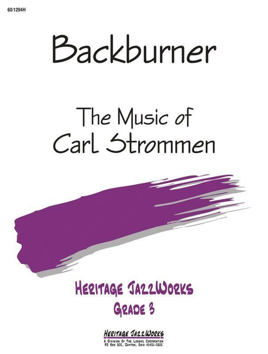 Backburner JE3 SC/PTS Jazz Ensemble by Carl Strommen, Heritage Music Press, 1 Page, Bright Shuffle with Piano Solo