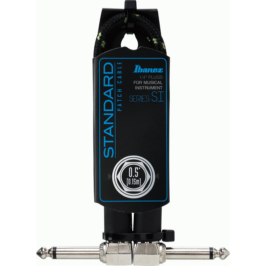 Ibanez SI05P BG Patch Cable 0.5ft Right Angle Black Green