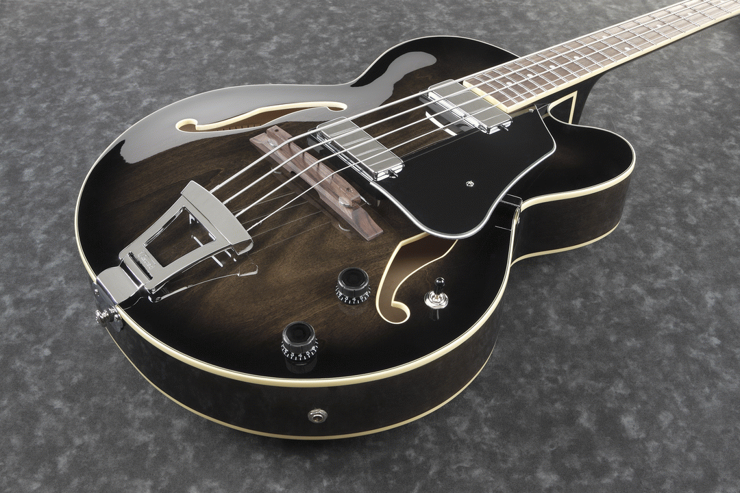 Ibanez AFB200 Artcore Hollowbody 4-String Bass Guitar (Transparent Black Sunburst) — view 4