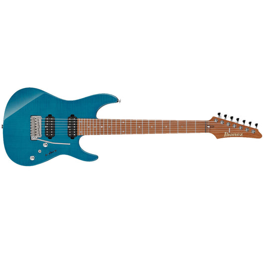 Ibanez MM7 Martin Miller AZ Signature Electric Guitar 7-String Transparent Aqua Blue w/ Case