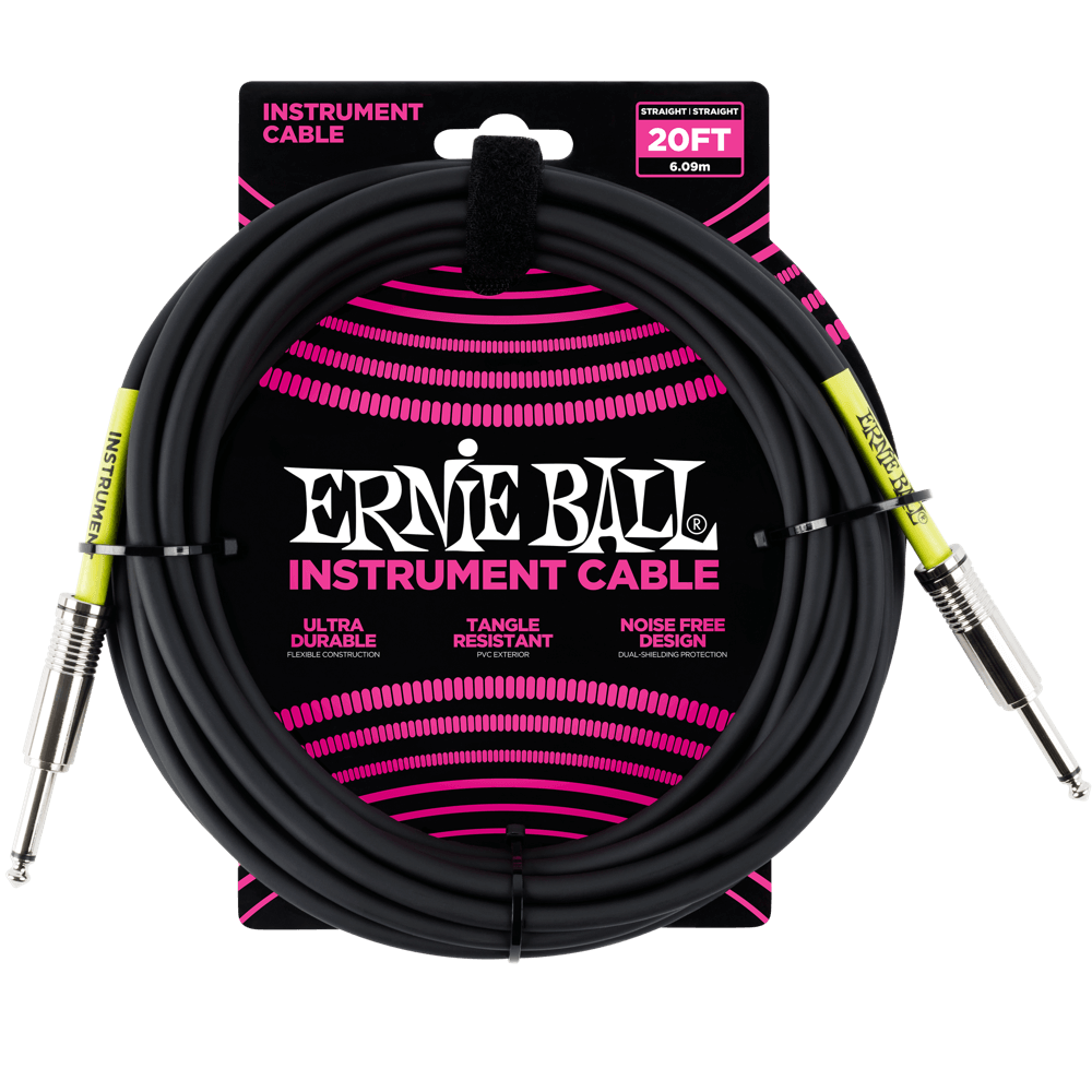 Ernie Ball 6 Meters Straight / Straight Instrument Cable, Black