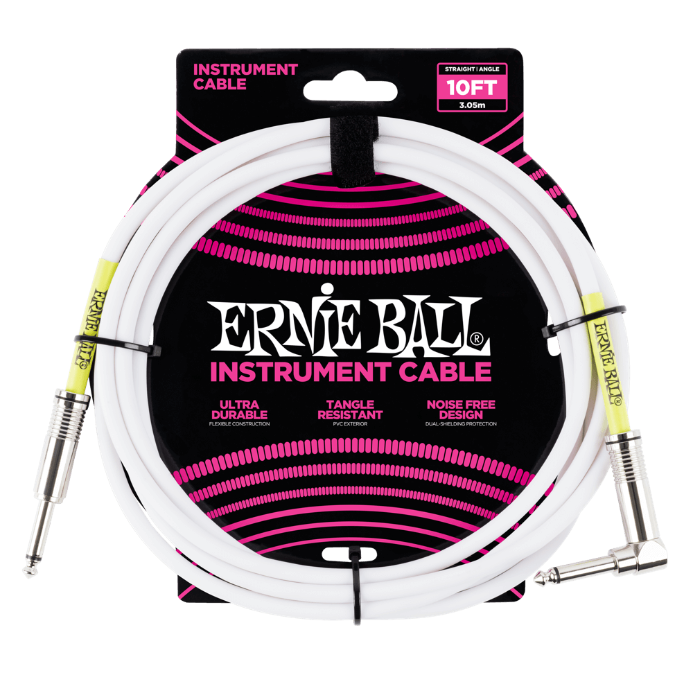 Ernie Ball 6049 Ultraflex 10ft (3m) White Instrument Cable Straight / Angle Lead