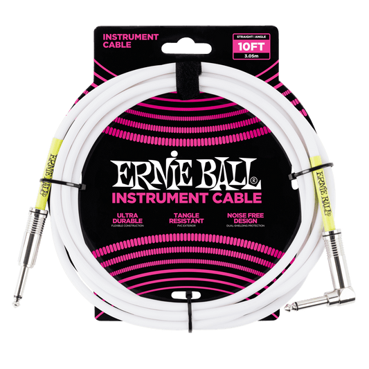 Ernie Ball 6049 Ultraflex 10ft (3m) White Instrument Cable Straight / Angle Lead