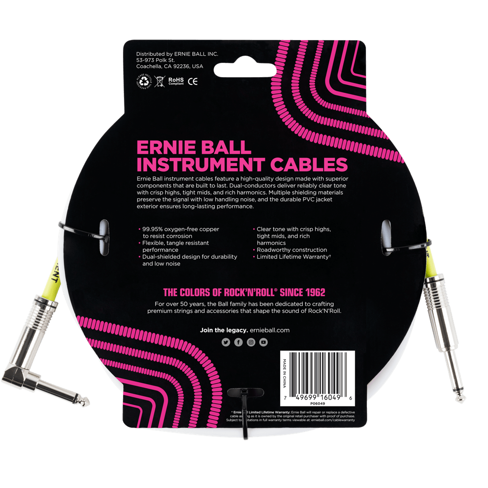 Ernie Ball 6049 Ultraflex 10ft (3m) White Instrument Cable Straight / Angle Lead — view 2
