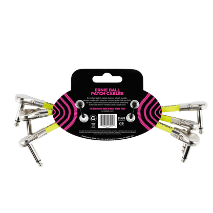 Ernie Ball Flat Angle Patch Cable 3 Pack, White, 15cm Length — view 2
