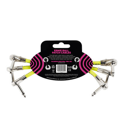 Ernie Ball Flat Angle Patch Cable 3 Pack, Black, 15 cm Length — view 2
