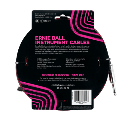 Ernie Ball 7.5 Meter Braided Straight / Angle Instrument Cable, Black / Red — view 2