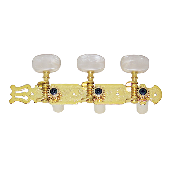 Dr Parts Classical Gold Plated Machine Heads 3-A-Side 35mm with Pearloid Buttons