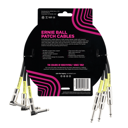 Ernie Ball 45 cm Feet Straight / Angle Patch Cable 3 Pack, Black — view 2