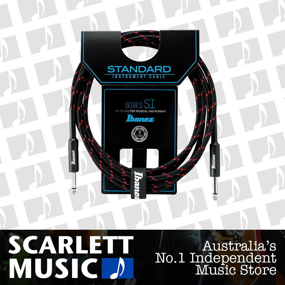 Ibanez SI10 10ft Black/Wine Woven Instrument Cable — view 2