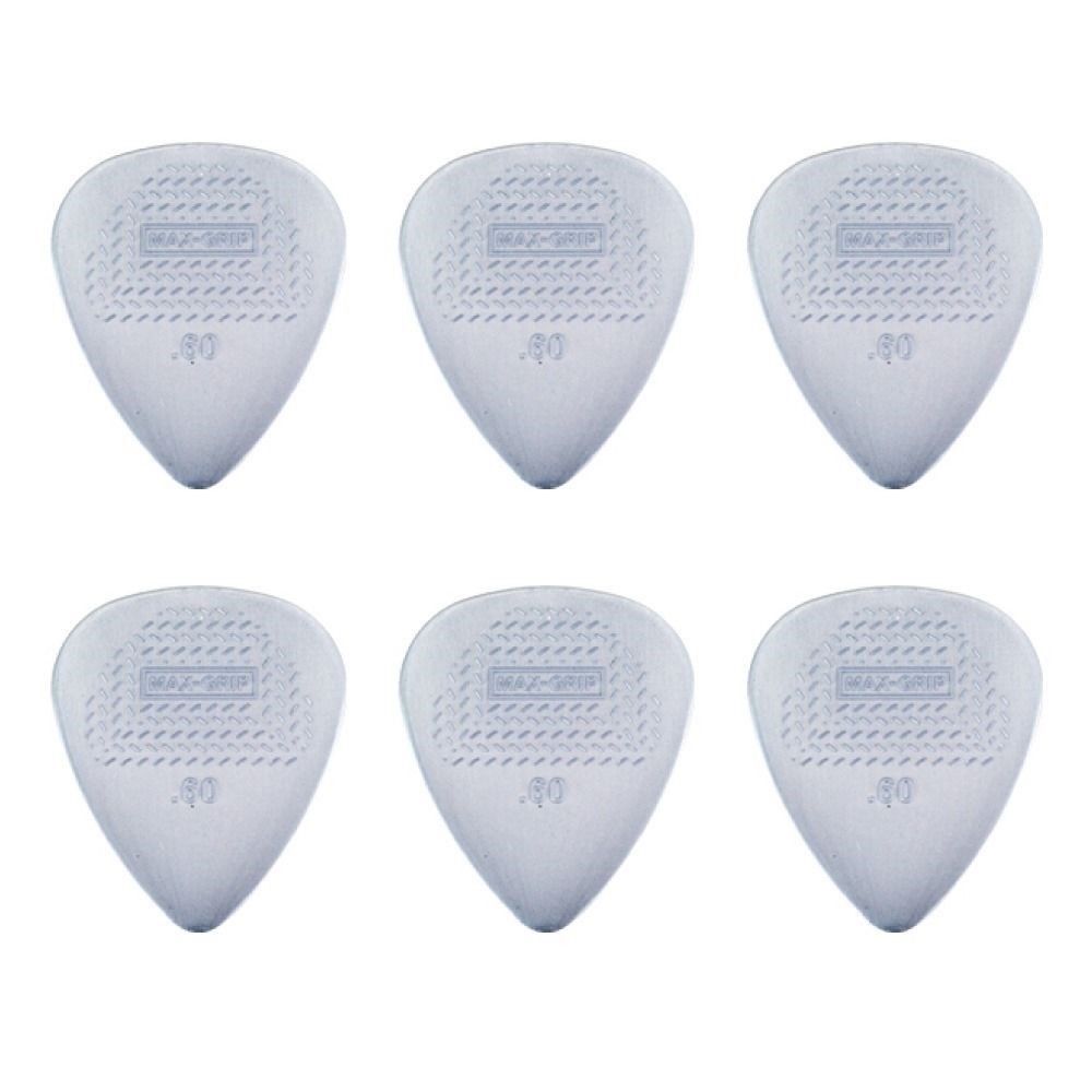 6 x Jim Dunlop Max Grip Nylon 0.60mm Gauge Grey Guitar Picks Free Post