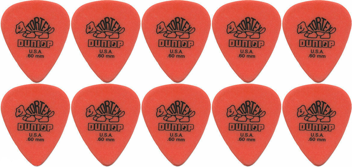 10 x Jim Dunlop TORTEX 0.60mm Guitar Picks 418R Orange Standard