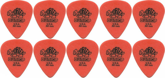 10 x Jim Dunlop TORTEX 0.60mm Guitar Picks 418R Orange Standard