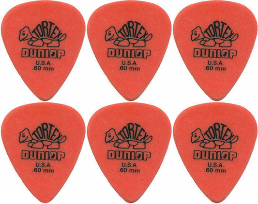 6 x Jim Dunlop Tortex Standard .60MM Gauge Guitar Picks 418R Orange