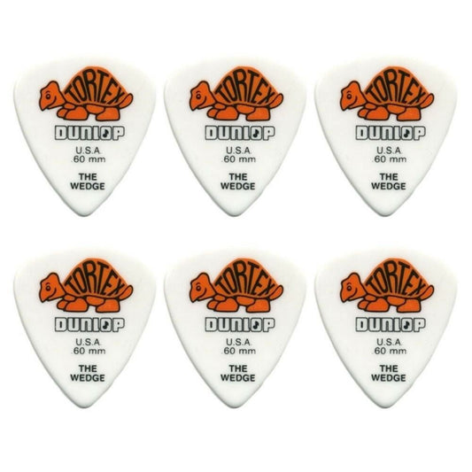 6 x Jim Dunlop Tortex Wedge 0.60mm Guitar Picks 424R USA Basic Pack
