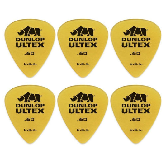 6 x Dunlop Ultex Standard .60MM Gauge Guitar Picks 421R Plectrums