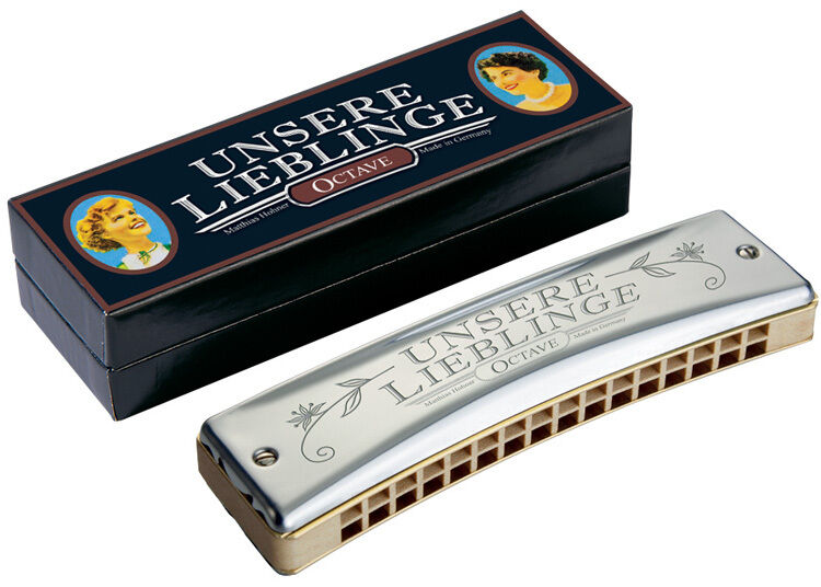 Hohner Unsere Lieblinge 32 Octave Harmonica Key of C with Wooden Comb and Stainless Steel Covers — view 2
