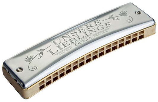 Hohner Unsere Lieblinge 32 Octave Harmonica Key of C with Wooden Comb and Stainless Steel Covers