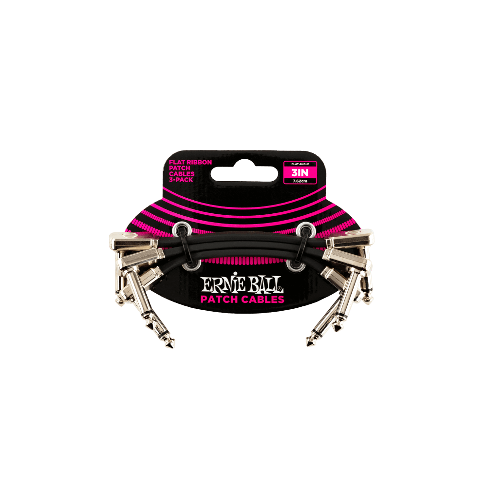 Ernie Ball 3” Flat Ribbon Patch Cable 3-Pack