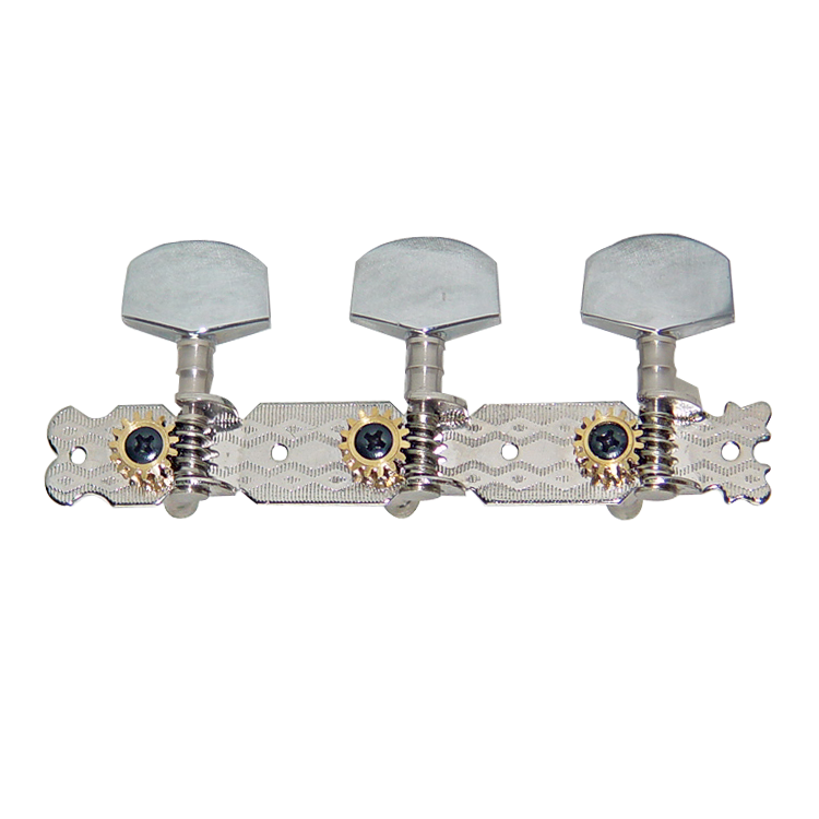 Dr Parts 3-A-Side 35mm Chrome Acoustic Machine Heads with Engraved Plates and 15:1 Gear Ratio