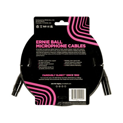 Ernie Ball 20ft Male Female XLR Microphone Cable Black — view 2