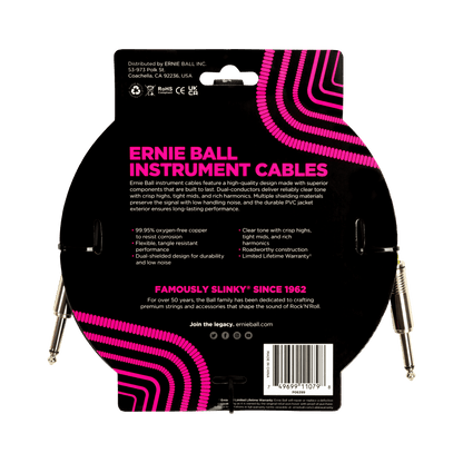 Ernie Ball 15ft PVC Straight Straight Instrument Cable Black — view 2