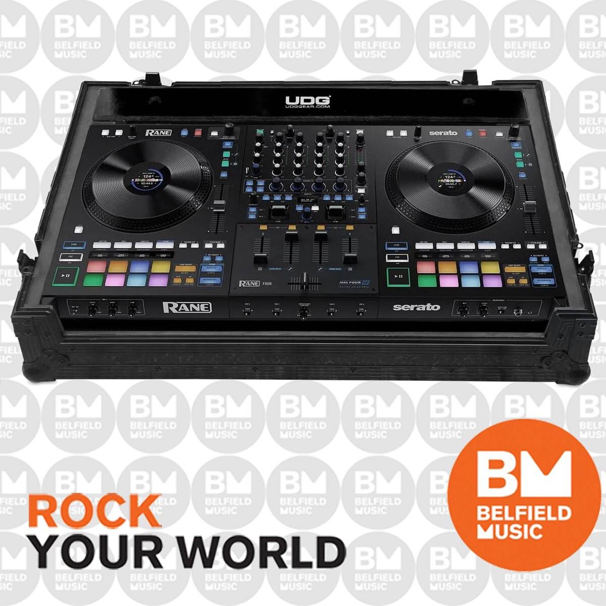 UDG Ultimate Flight Case for Rane Four/Performer with Wheels, Black, 9mm Plywood, EVA Foam Padding, Roller Wheels, Heavy-Duty Construction — view 3