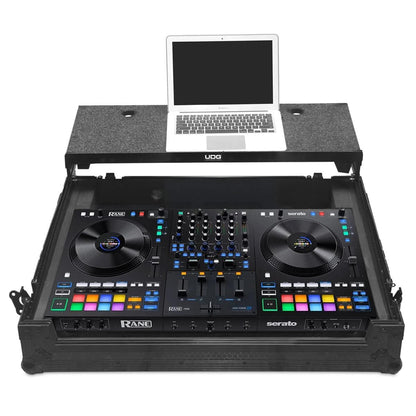 UDG Ultimate Flight Case for Rane Four with Laptop Shelf and Wheels, Black