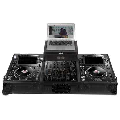 UDG Ultimate Flight Case Set for Pioneer CDJ-3000/A9 Black Plus with Laptop Shelf and Wheels