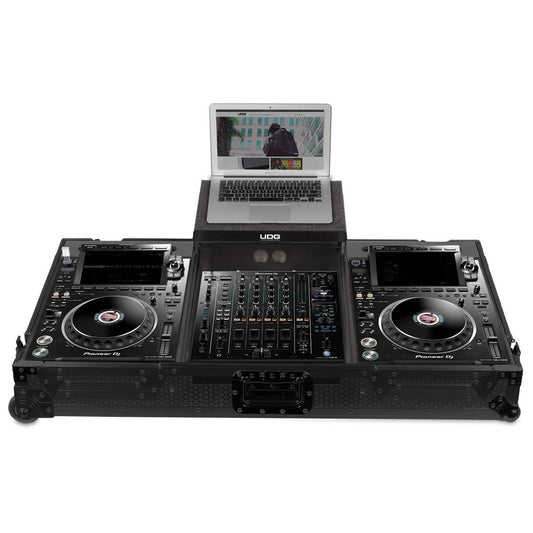 UDG Ultimate Flight Case Set for Pioneer CDJ-3000/A9 Black Plus with Laptop Shelf and Wheels