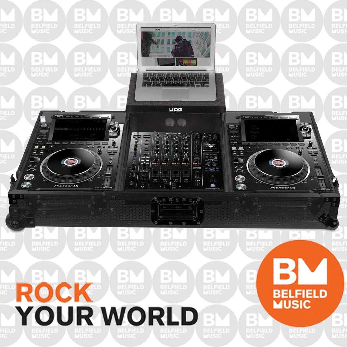 UDG Ultimate Flight Case Set for Pioneer CDJ-3000/A9 Black Plus with Laptop Shelf and Wheels — view 3