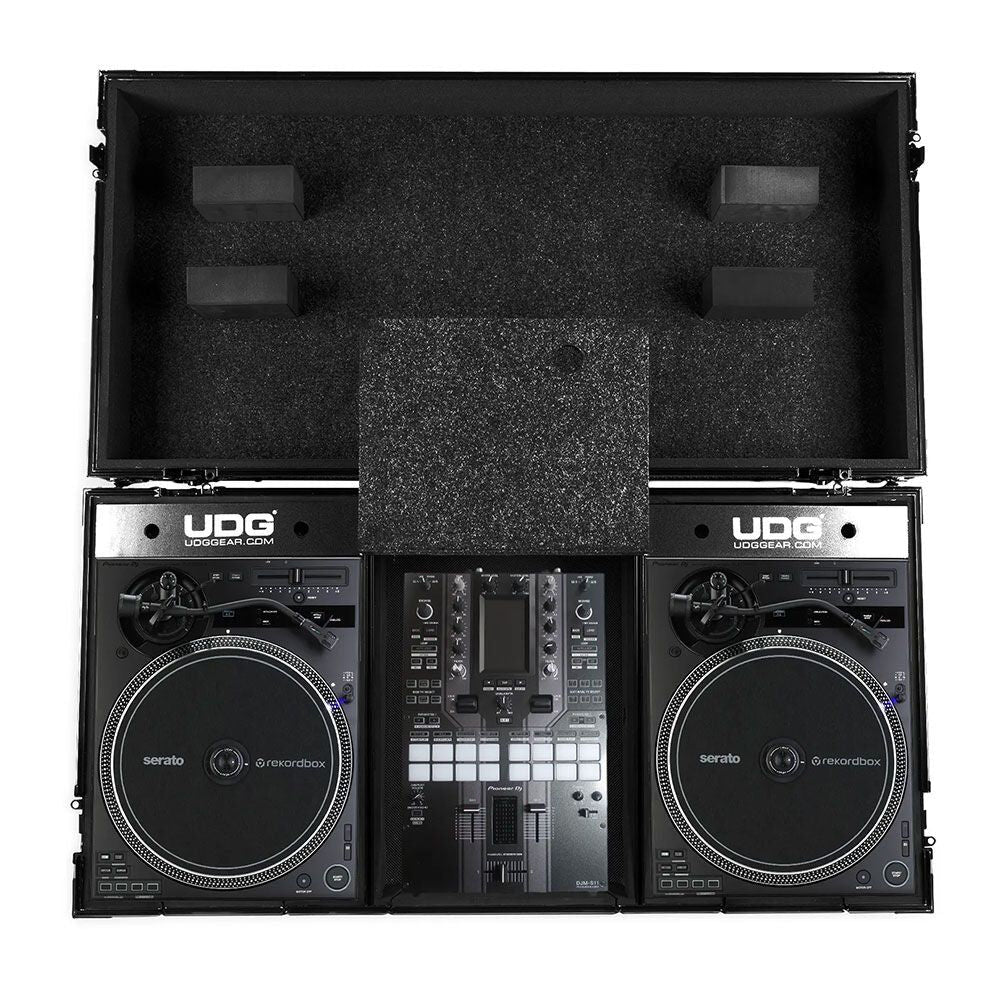 UDG Ultimate Flight Case Set for Pioneer PLX-CRSS12 & 10"/12" Mixer with Laptop Shelf and Wheels, Black — view 4