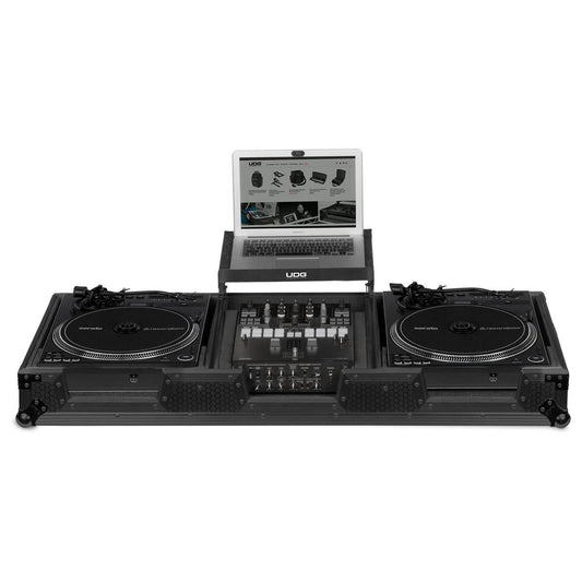 UDG Ultimate Flight Case Set for Pioneer PLX-CRSS12 & 10"/12" Mixer with Laptop Shelf and Wheels, Black