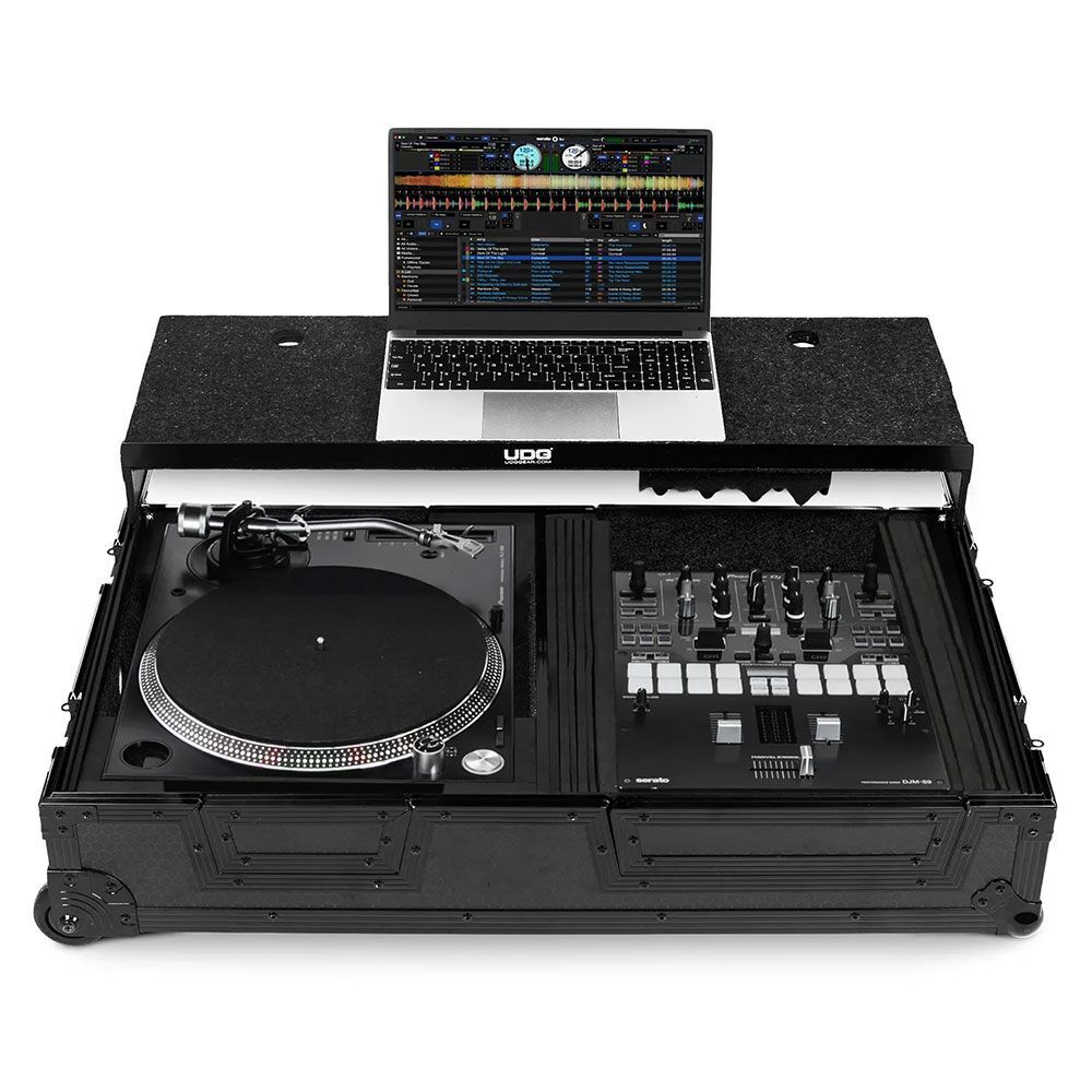 UDG U9110BL Ultimate Flight Case for Single Turntable & Mixer with Laptop Shelf, Trolley & Wheels - Black — view 4