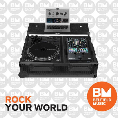 UDG U9110BL Ultimate Flight Case for Single Turntable & Mixer with Laptop Shelf, Trolley & Wheels - Black — view 3