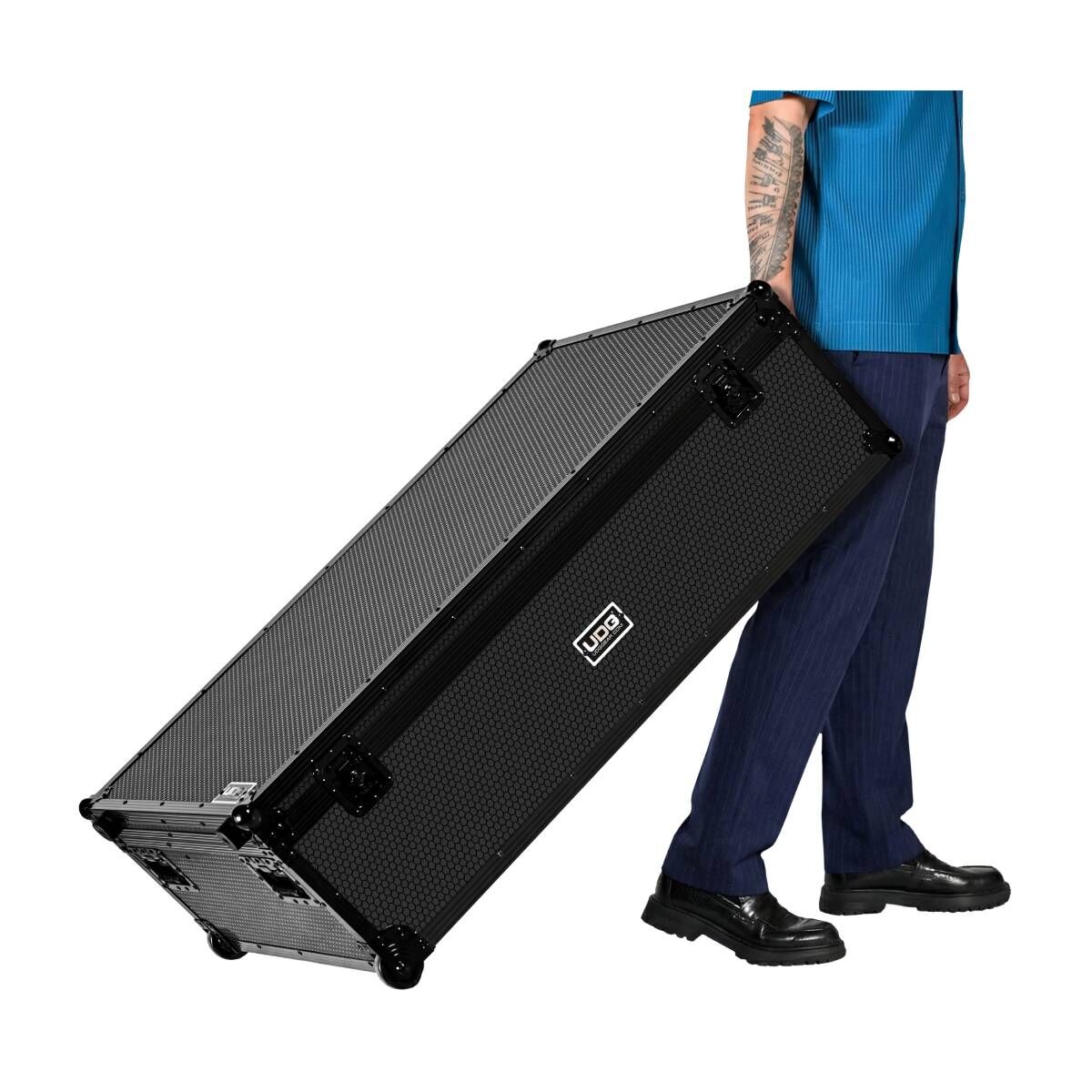 UDG Ultimate DJ Podium Workstation Flightcase Plus with Wheels - Black, Heavy-Duty Plywood, Egg-Crate Foam, Durable Design, for Transport & Storage — view 6