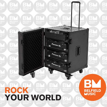 UDG U91101BL Ultimate Flight Case for 4 CDJ/Mixer in Black with Trolley & Spinner Wheels — view 3