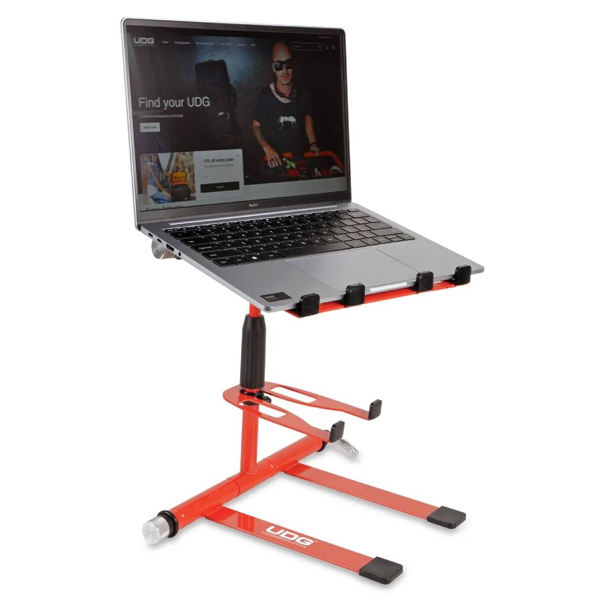 UDG U96113RD Ultimate DIGI Laptop Stand - Red, Adjustable Height, 360-Degree Swivel, Anti-Slip, Portable, Fits 13"-18" Devices — view 2