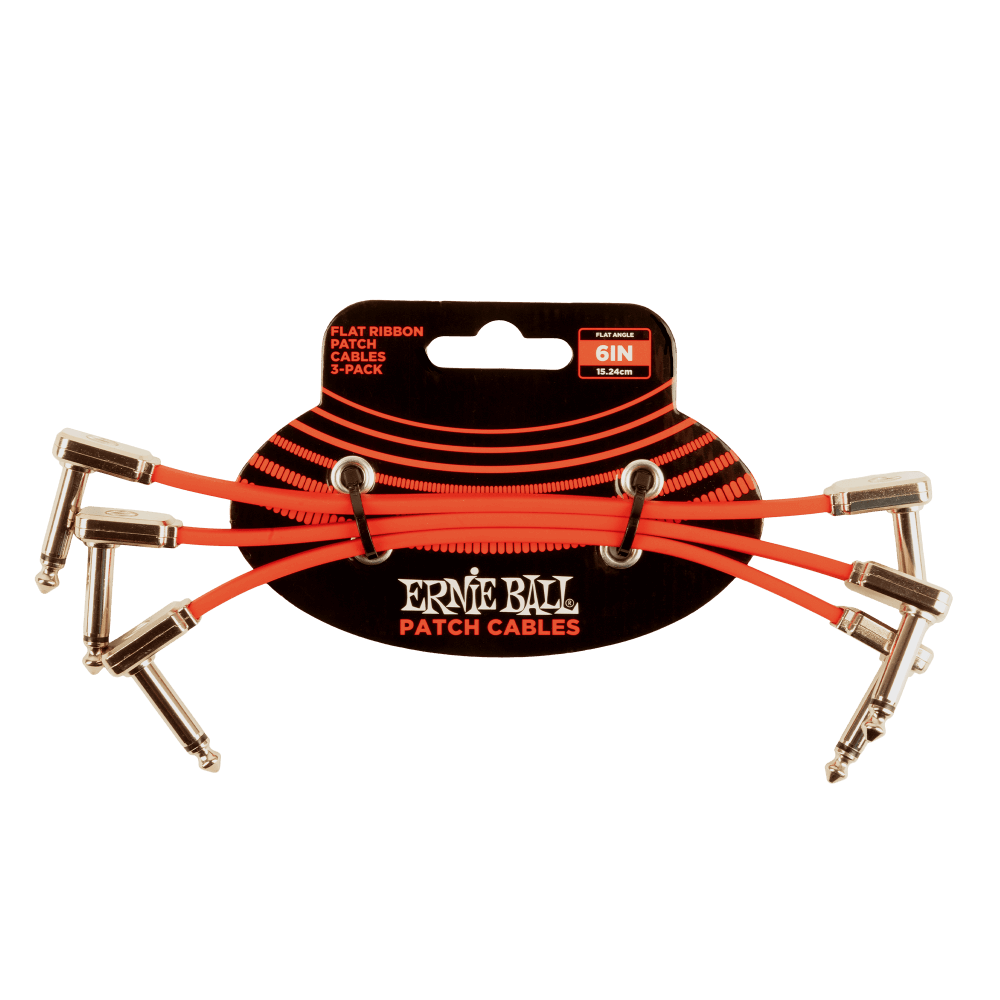 Ernie Ball 6” Flat Ribbon Patch Cable Red 3-Pack
