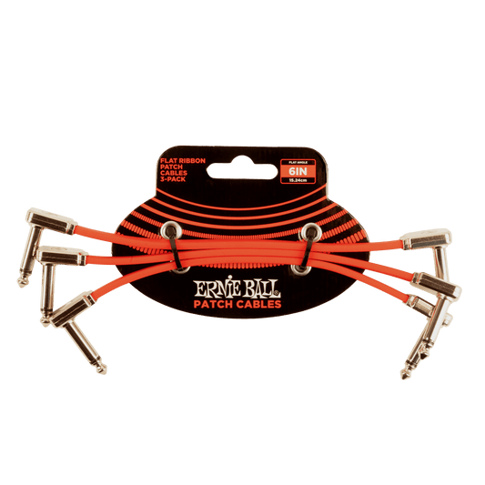 Ernie Ball 6” Flat Ribbon Patch Cable Red 3-Pack