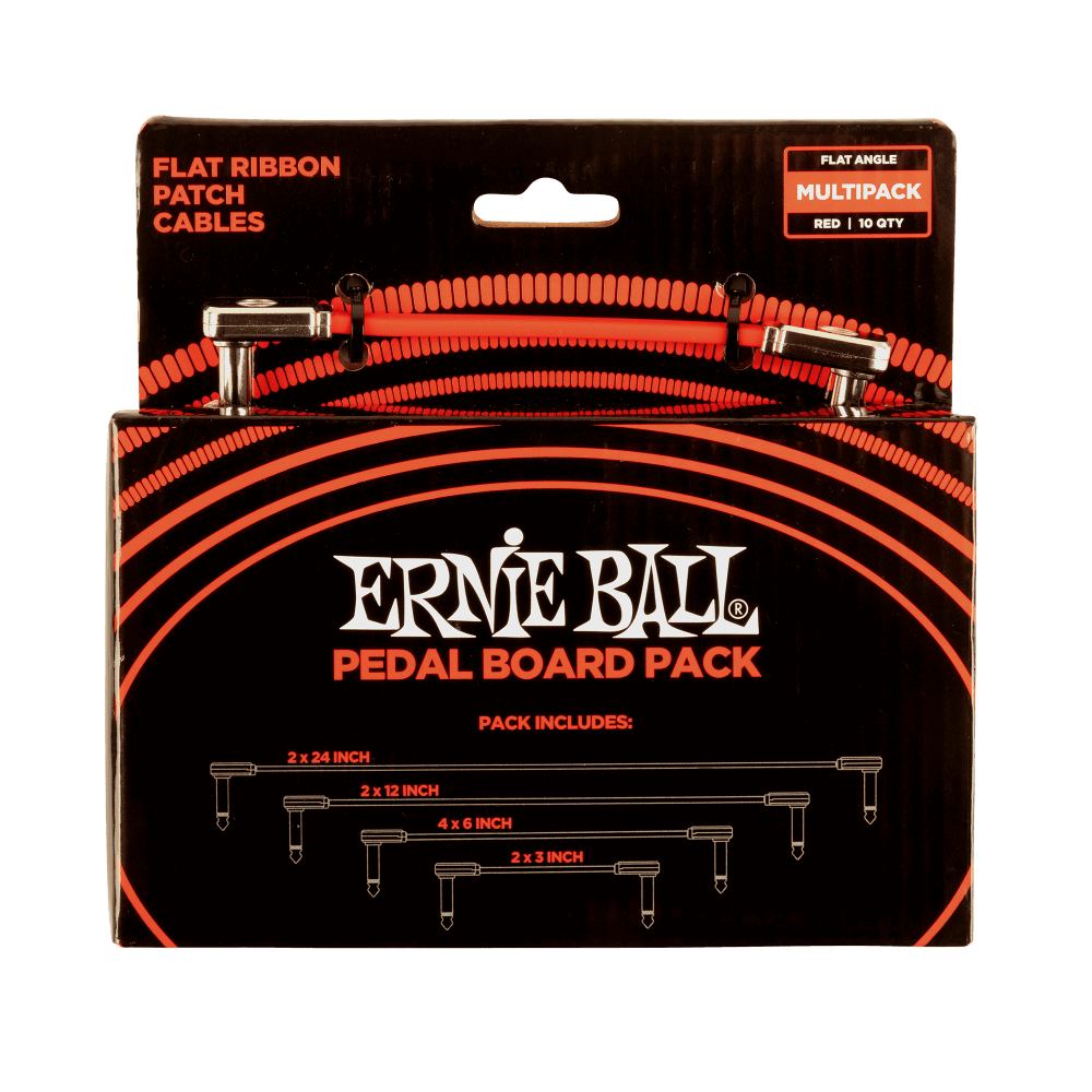 Ernie Ball Flat Ribbon Patch Cables Pedalboard Red Multi-Pack