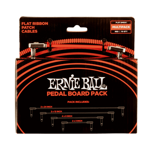 Ernie Ball Flat Ribbon Patch Cables Pedalboard Red Multi-Pack