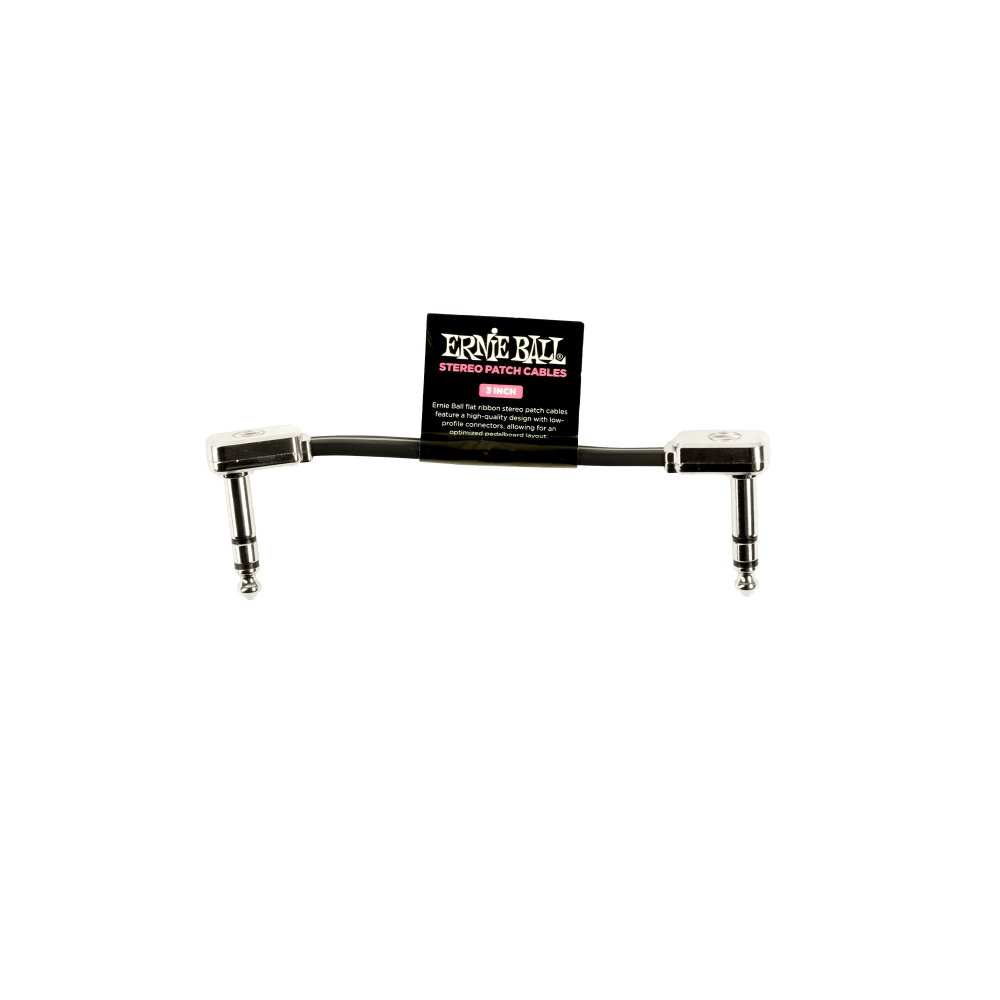 Ernie Ball 3" Flat Ribbon Stereo Patch Cable Black