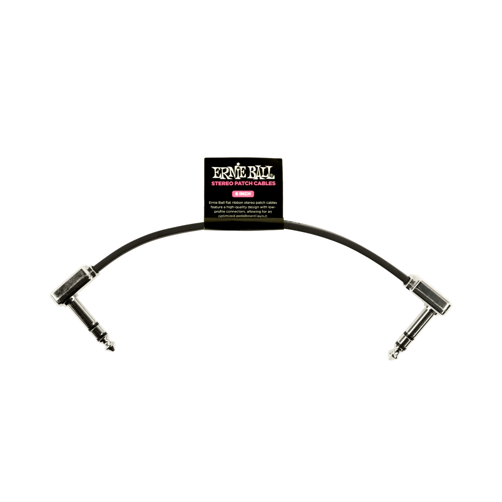 Ernie Ball 6" Flat Ribbon Stereo Patch Cable Black